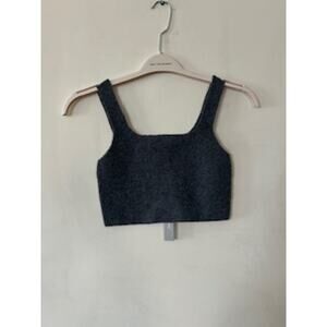 NWT Everlane by Anthropologie Stretch Crop Top Heather Charcoal Gray Size Small